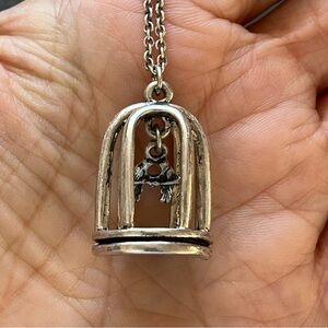 Silver birdcage Pendant Necklace